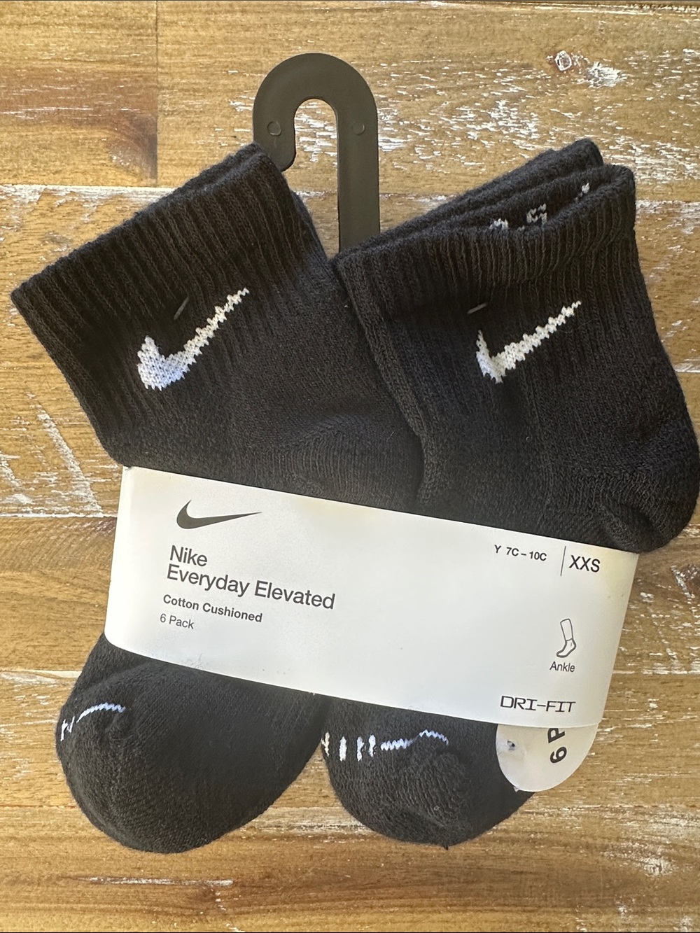 Toddler Nike Black Ankle Athletic Socks with White Swoosh (Pair)